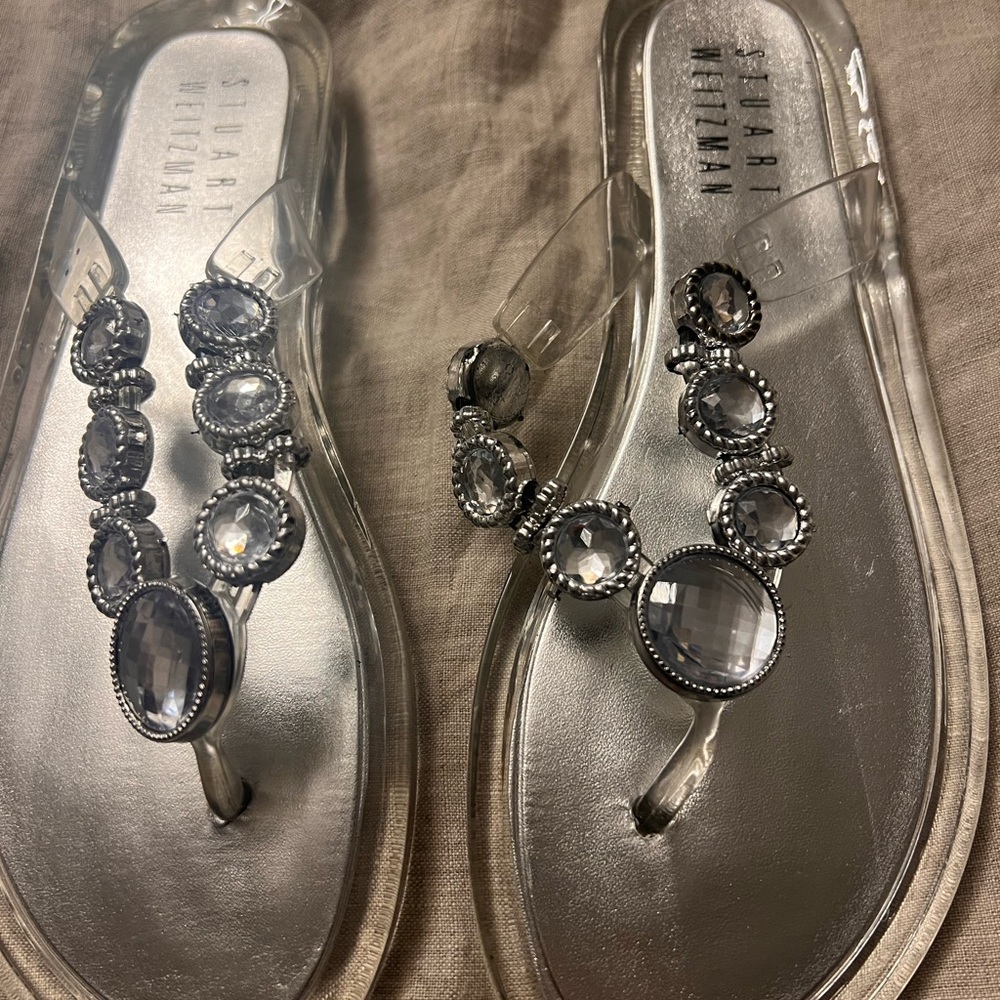 Stuart Weitzman Silver Embellished Sandals- NEW